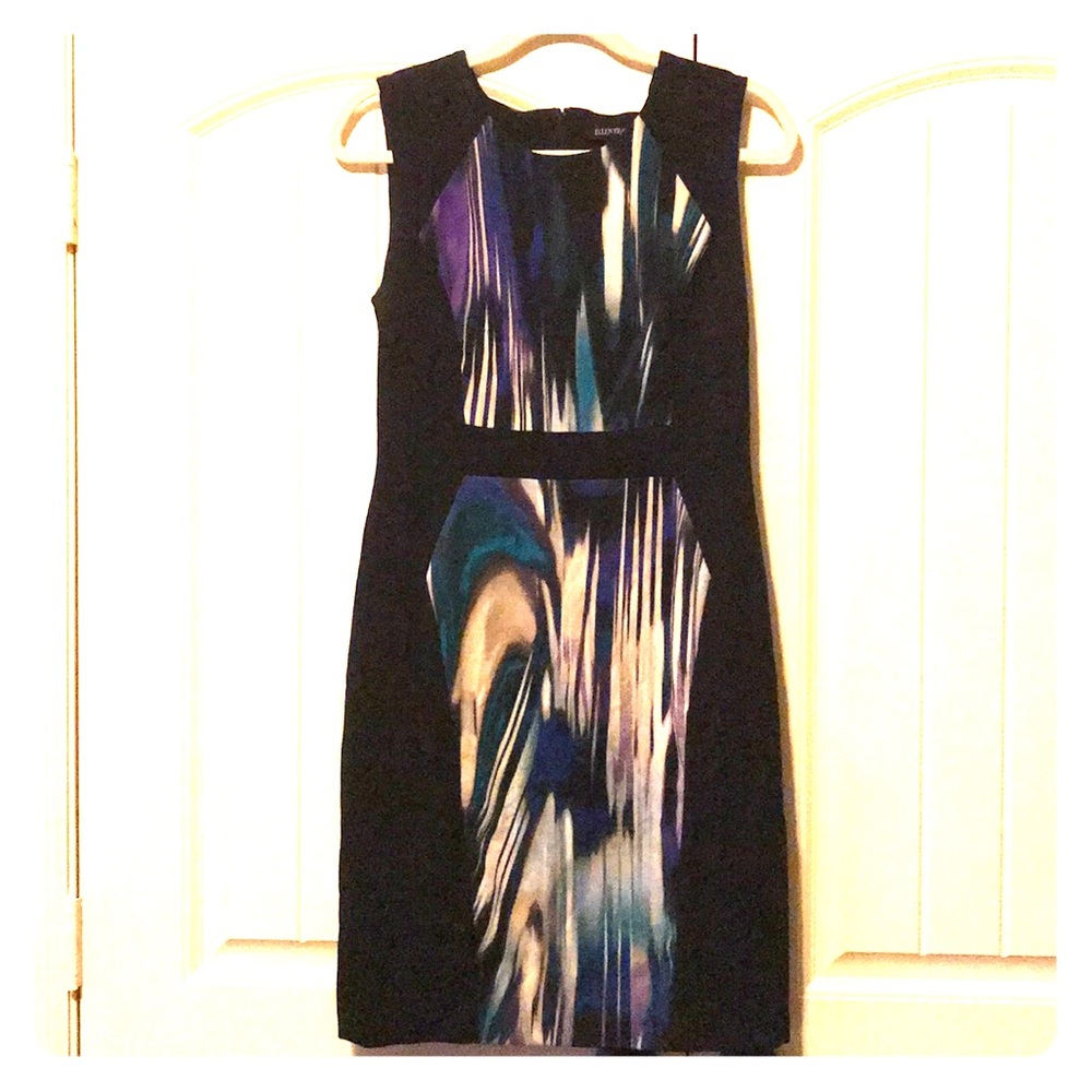 Shift dress size 10. Black with marbling print.